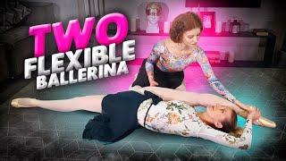 Two flexible ballerina. Stretching routines. Contortion workout. Flexshow