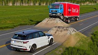 Cars vs Huge Potholes EXTREME Challenge in BeamNG Drive - BeamNG Crown - Mobil vs Huge Potholes