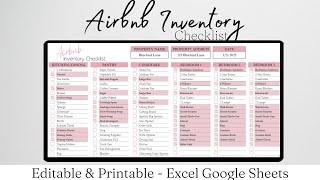 Airbnb Furniture Checklist Template, Airbnb Inventory Checklist, Short Term Rental Inventory List