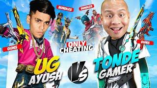 Only Cheating  First Time UG Ayush Vs Tonde Gamer Best Gun Collection Battle  Free Fire Max