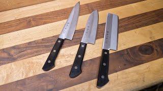 Tojiro Line of Basic Kitchen Knives: the Gyuto F-317, Santoku F-316 & the Nakiri F-315.