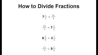 How to Divide Fractions / Fraction Division / Dividing Mixed Fractions / Division of Fractions