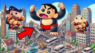 Shinchan Became Giant Gorilla To Eat His Friends  | Roblox Be A Gorilla | Funny Game 