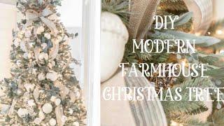 How to Create a Modern Farmhouse Christmas Tree with Ribbon and Balloons!