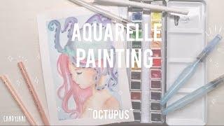 Aquarelle painting OCTOPUS | Candy Jani