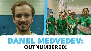 Left-Handed Daniil Medvedev vs 10 Ball Kids: Who Wins?! 