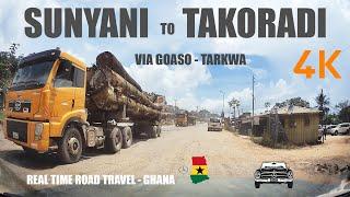 Sunyani To Takoradi Road Travel Via Goaso Tarkwa with a Mercedes Benz W202 C180 in Ghana 4K