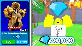  I BOUGHT GOLDEN FUTURE LARGE CLOCKMAN FOR 1 GEM  AND SOLD FOR 300K GEMS  - Toilet Tower Defense