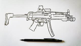 How to Draw a MP5 Step by Step / Drawing a Gun / Easy Drawing Tutorials