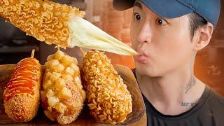 ASMR MUKBANG | KOREAN MOZZARELLA CORN DOGS | COOKING & EATING SOUNDS