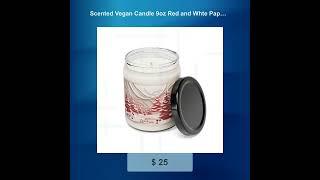 Scented Vegan Candle 9oz Red and Whte Papercut Scenery Winter Candle Housewarming Gift Vegan Cand...