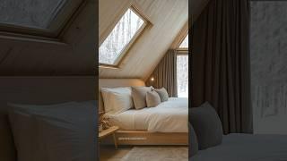 Cozy winter cabin vibes ️ Snuggle up by the fire with a view of snowy woods!