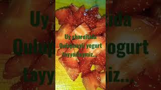 #Making strawberry yogurt athome#Приготовление клубничного йогурта в домашних условиях#yogurt tayyor