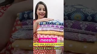 MEESHO TOP 10 Office/Dailywear Kurti & Kurta Set Haul #trending #meesho #meeshohaul  #shorts
