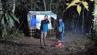 camping hujan deras dan petir.menu predator air.