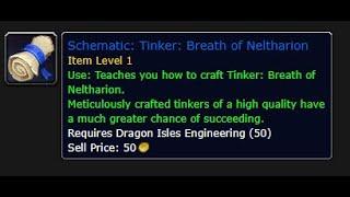 How to get the Engineering Schematic: Tinker: Breath of Neltharion