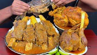 Eating Spicy Beef Chaap Curry,Whole Chicken Curry,Mutton Kosha With Rice || Asmr Mukbong Show