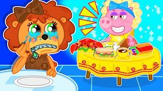 MrLion India | Poor and rich in a restaurant | Cartoon for Kids