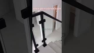 Glass Railing - Black Powder Coating #glassrailings #stairs