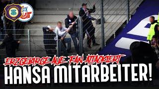 Aue-Fan attackiert Hansa-Mitarbeiter! (Ultras durchbrechen Absperrungen)