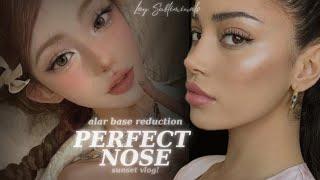 ALAR BASE REDUCTION # how to get rid of bulbous, wide nose? [mini sunset vlog ]