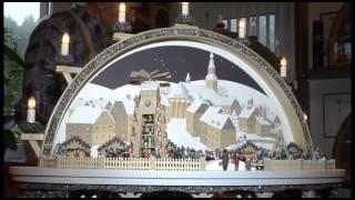 Premium Candle Arch "Silbernes Schneeberg" by Klaus Kolbe Schwibbogen