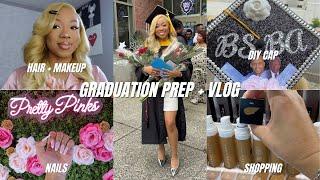 GRADUATION PREP & VLOG | GRWM TO GRADUATE COLLEGE (shopping, come to my appointments, diy grad cap)