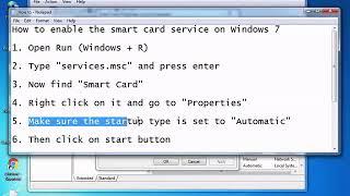 How to enable the smart card service on Windows 7