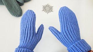 MITTENS CROCHET in transverse technique / Detailed master class with description