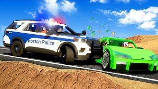 LEGO POLICE CHASE DOWN A CANYON! (Brick Rigs)