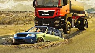 Road Potholes and Bumps Crashes #01 [BeamNG.Drive]