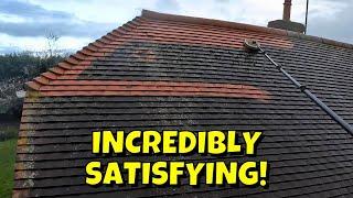 Impressive Roof Transformation. This Big Red Roof Came Up Great. Steam Cleaning At It's Finest.