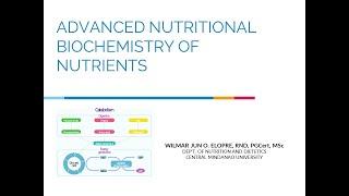 ADVANCED NUTRITIONAL BIOCHEMISTRY OF NUTRIENTS (PART 1)