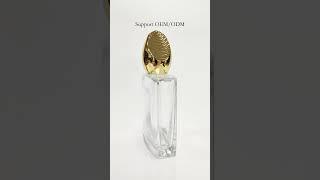 Golden zinc perfume cap, the inclined surface has been treated in a wavy shape.