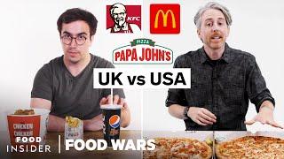 US vs UK Highest Calories (KFC, McDonald's, Papa John's) | Food Wars