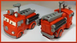 Лепим Тачку пожарную машину Шланг из пластилина. Car fire engine Red made of plasticine