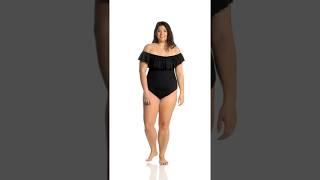 La Blanca Plus Size Island Goddess Off The Shoulder One Piece Swimsuit | SwimOutlet.com