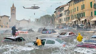 Italy Today! Samoggia River overflowed and flooded Bologna, Emilia-Romagna, people trapped