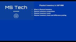 Class 32 - Physical inventory in SAP MM - Part 1