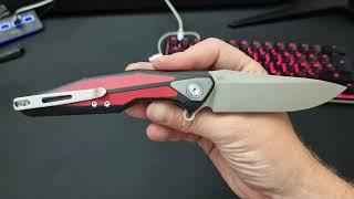 Rike Knife Tulay Liner Lock Knife Integral Red/Black G-10/CF (8.6" 154CM)