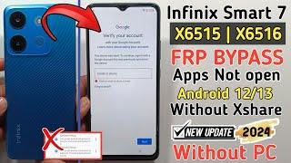 Infinix Smart 7 Frp Bypass Android 12 2024 | Infinix X6516 X6515 Gmail Account Bypass without pc