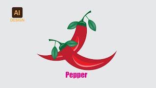 How To Drow Red Pepper With Adobe Illustrator" Step by Step Tutorial.