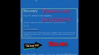 Fix Error code 0xc0000034 /Tagalog tutorial #fixerror #repairing