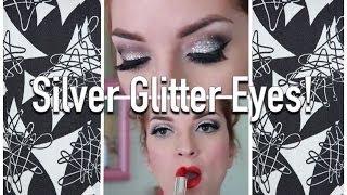 Vintage Glam: Silver Glitter Eyes with Orange-Red Lips! by CHERRY DOLLFACE