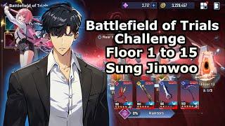 Floor 1 to 15 | Battlefield of Trials Challenge | Sung Jinwoo | Harper Banner [Solo Leveling: Arise]