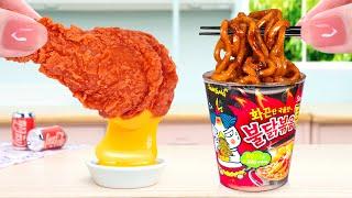 Best Korean Street FoodMiniature Buldak Purple Noodle & Fried ChickenTiny Cakes