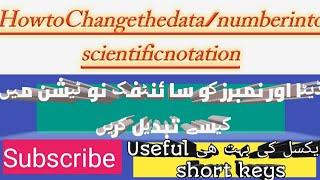 How to change the data / numbers into scientific notation | Excel short keys ( English,Urdu n Hindi)