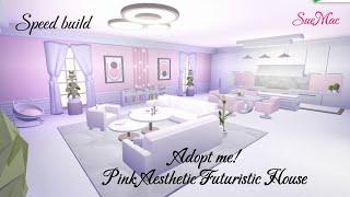 Pink Aesthetic  Futuristic House - Living room & Kitchen - Adopt me! - Speed build