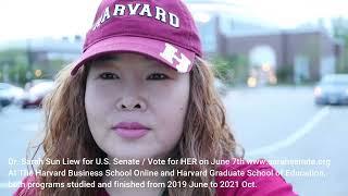 Dr. Sarah Sun Liew for U.S. Senate. Harvard Business School and Harvard Graduate School of Education