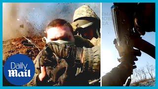 Ukraine soldiers storm Russian trenches and dodge artillery in terrifying footage